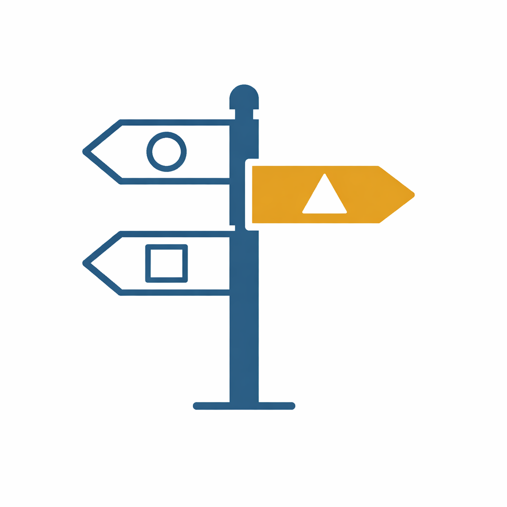 A signpost with three arrows pointing in different directions, representing coverage choices